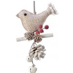 Елочная игрушка Птичка на веточке 20 см кремовая, подвеска Kaemingk