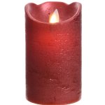Светодиодная свеча Живое Пламя 12.5*7.5 см красная восковая на батарейках, таймер Kaemingk