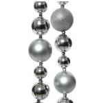 Гирлянда - бусы из шаров Новогодний Блеск 128*5 см серебряные Kaemingk