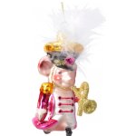 Стеклянная елочная игрушка Мышка-Гусар с трубой 12 см, подвеска Kaemingk