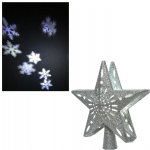 Верхушка на елку - новогодний проектор Звезда Снежный танец 25 см серебряная Kaemingk
