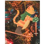 Елочные игрушки: Кошка на лыжах 370-1 Абрикосовый