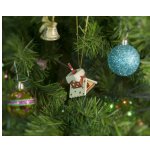 Праздничные новогодние украшения: Домик с ногами Санта Клауса 1013 Молочный цвет