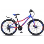 Велосипед Stels Navigator-410 MD 24” 21-sp V010, рама 12” Синий/неоновый_красный