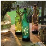 Садовый светильник - бутылка Solar Firefly на солнечной батарее 31 см, 10 теплых белых LED ламп, оливковый IP44 Kaemingk