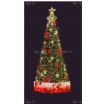Световая елка Decois Новогодняя елка с украшениями, зеленый с красными, 12х4,6м