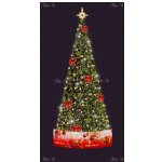 Световая елка Decois Новогодняя зеленая елка с красными бантами, 8х2,7м