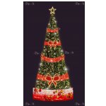 Световая елка Decois Новогодняя зеленая елка с красным оформлением, 8х2,7м