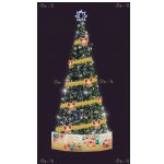 Световая елка Decois Новогодняя зеленая елка с желто-красным оформлением, 8х2,7м