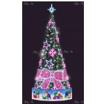 Световая елка Decois Новогодняя зеленая елка с розовым оформлением, 12х4,6м