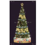 Световая елка Decois Новогодняя зеленая елка с желто-синим оформлением, 15х6м