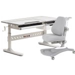 Комплект стол-трансформер Fundesk Fiore Grey+ эргономичное кресло Fundesk Mente c подлокотниками Grey