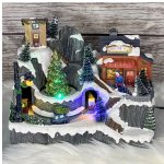 Светящаяся композиция Whistlers Winter: Праздничные хлопоты 22*17 см, с движением и музыкой, на батарейках Kaemingk