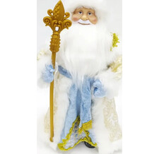 Дед Мороз в голубой шубе и белой шапке 50 см